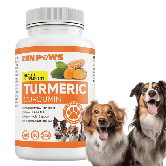Turmeric and Curcumin for Dogs - 180 Count Tablet Treats – Helps Shedding, Skin Allergy, Itch and Dry Skin Relief, Hot Spots - Joint Health - Skin and Coat Supplement - Salmon Oil - Duck Flavor