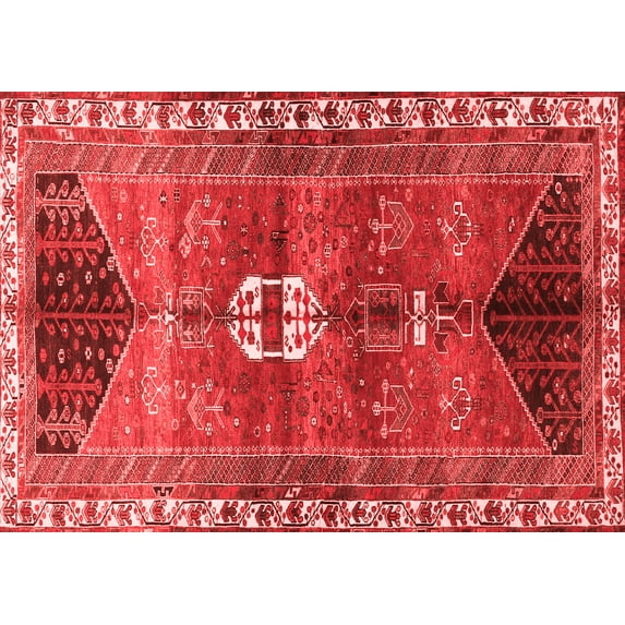 Ahgly Company Indoor Rectangle Medallion Red Traditional Area Rugs, 2' x 5'