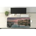 thumbnail image 2 of Cityscape Computer Mouse Pad, Colorful Sunrise over Venetian Bay Naples Florida Apartments Trees Waterscape, Rectangle Non-Slip Rubber Mousepad X-Large, 35" x 15", Purple Green, by Ambesonne, 2 of 2