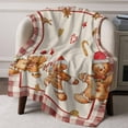 thumbnail image 6 of Vintage Christmas Gingerbread Man Throw Blankets, Beige Red Plaid Soft Fleece Blanket Decorative for Home Sofa Couch Chair Living Bedroom, 32x48 Inches,, 6 of 8