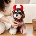 thumbnail image 4 of Small Dog Halloween Brown Plush Ox Horn Headwear, Pet Halloween Accessory for Cats and Small Breeds for Halloween Party, 1 Pack, 4 of 5