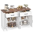 thumbnail image 4 of Homfa Buffet Cabinet with 2 Drawers and 4 Doors, Kitchen Sideboard Storage Cabinet, Farmhouse Coffee Bar Cabinet for Dining Room, White & Brown, 4 of 8
