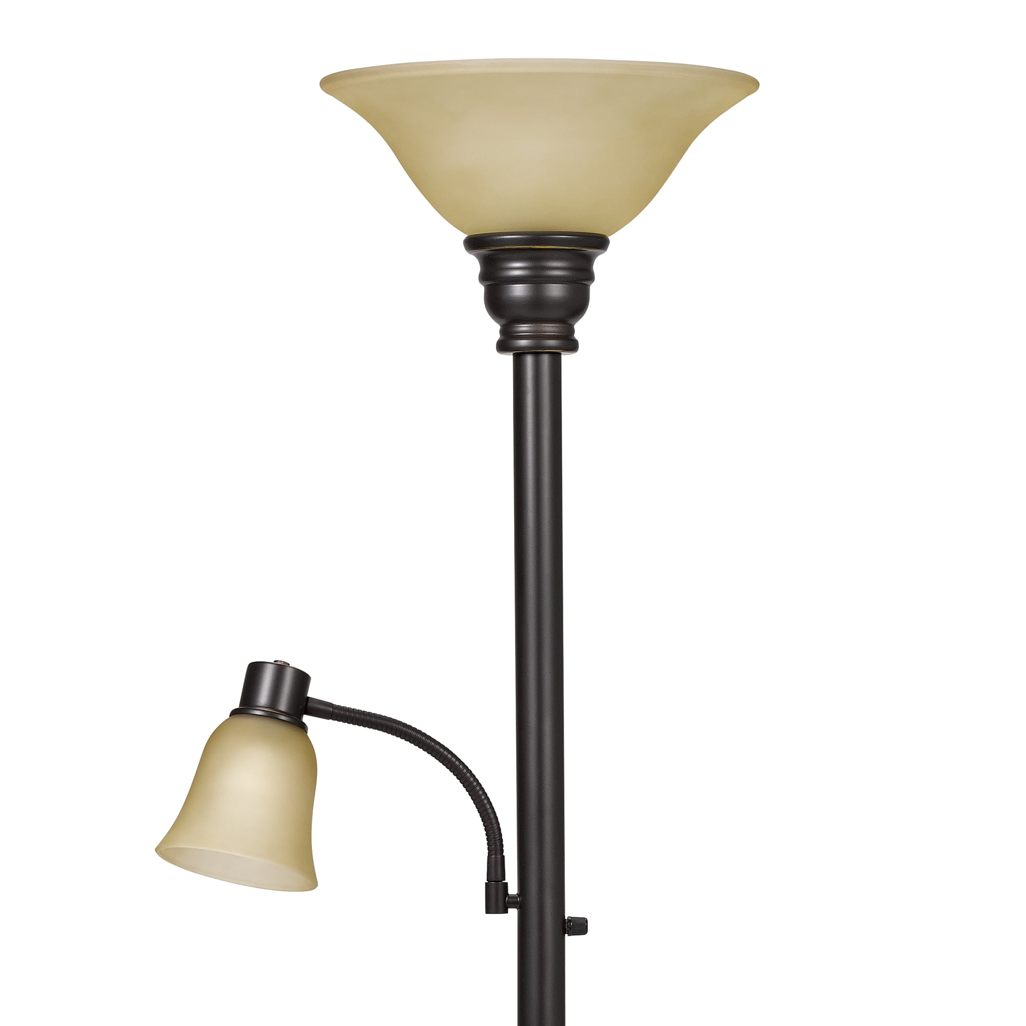 Catalina Lighting Kerrington 71'' Floor Lamp with Amber Glass Bell Shade Transitional Floor Light Fixture for Living Room, Bedroom or Office, Oil Rubbed Bronze