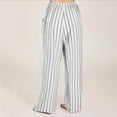 thumbnail image 4 of LIaqionyy Striped Pants for Women Casual Drawstring High Waist Palazzo Pants Summer Loose Wide Leg Trousers, 4 of 8