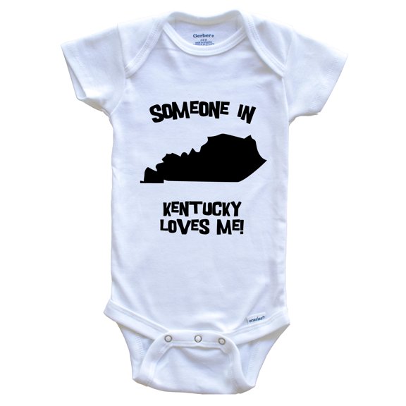 Someone In Kentucky Loves Me State Silhouette Cute Baby Bodysuit - One Piece Baby Bodysuit, 0-3 Months White
