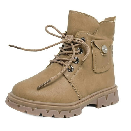 

Girls Pull-On Lace-Up Comfort Combat with Side Zipper Ankle Boots (Toddler/Little Kid)