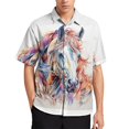 thumbnail image 3 of Camisas con estampado digital de animales y caballos para hombre, camisas hawaianas holgadas informales de manga corta para playa, blusas de gran tamaño para hombre, 3 of 5