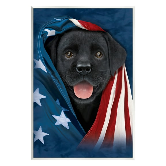 Stupell Industries Labrador & American Flag Animals & Insects Painting Unframed Art Print Wall Art, 10 x 15