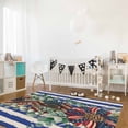 thumbnail image 3 of Area Rugs Indoor Non-Slip Rectangle Rug 5x7 Ft Independence Day USA Flag Sunflower Blue White Stripe Rug Rubber Backing Floor Mats Non Shedding Home Decor Carpet for Entryway Living Room, 3 of 8