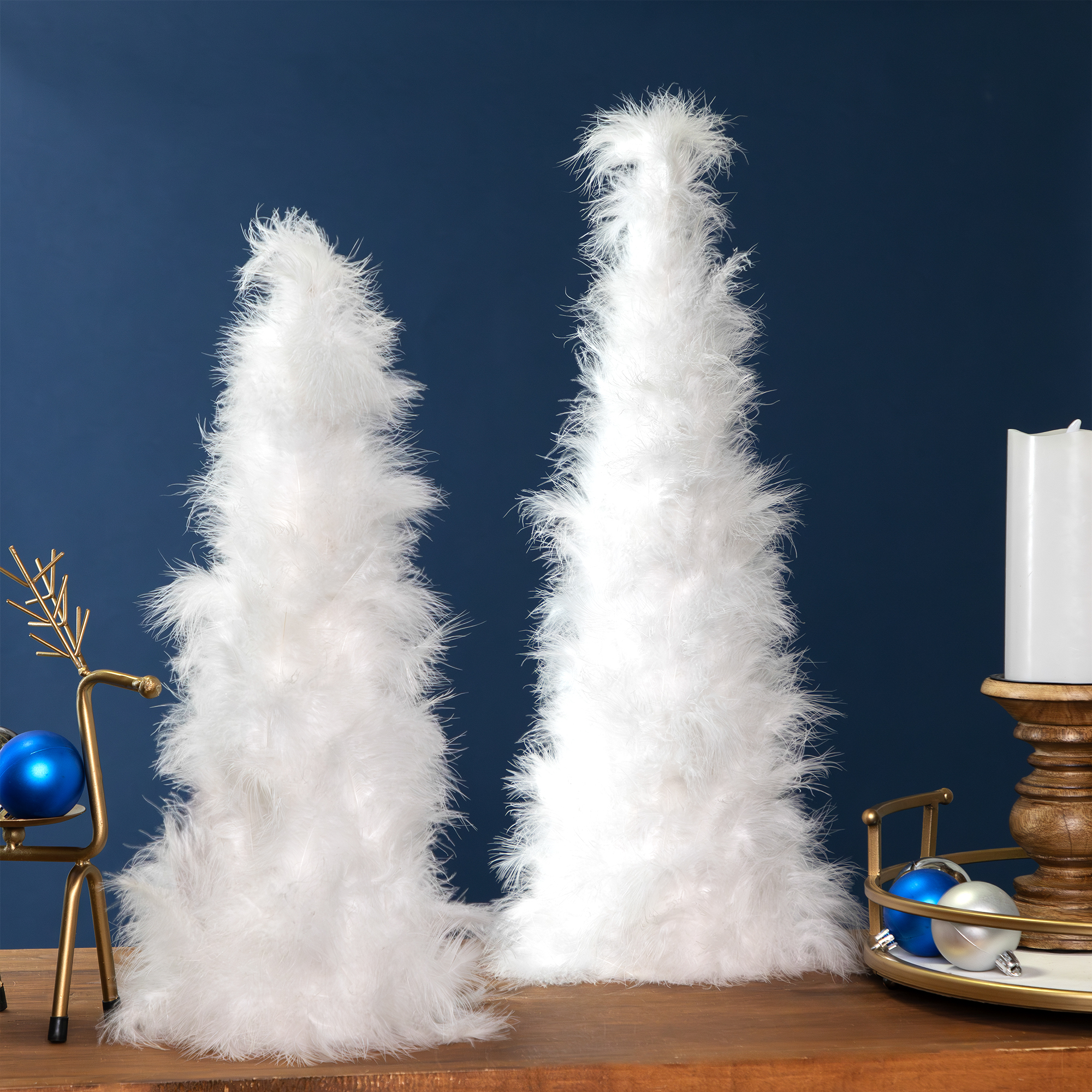 Northlight Layered Wispy Feather Cone Tree Christmas Decoration - 16" - Winter White