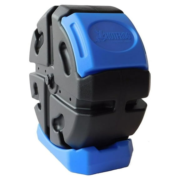 Half Size Rolling 19-Gallon Single Chamber Batch Tumbling Composter - Outdoor Rotating Garden Compost Bin, Black & Blue