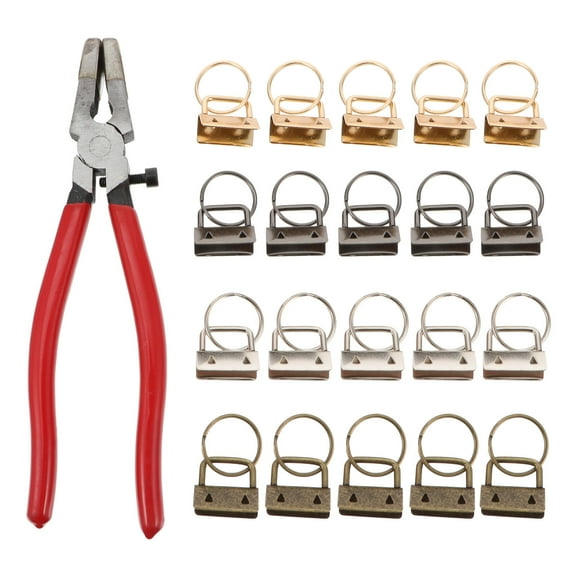 OUNONA 20 Pieces Key Chain Fob Accessories Set with Pliers for Key Wristlet and Keyring