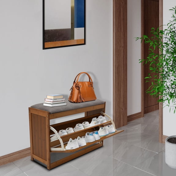 Rectangle Entryway Shoes Bench Shoe Storage Stool Shoe Rack Organizer Cabinet 220 lbs Load 70*24*44cm for Entryway, Bedroom, or Parlor