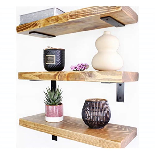 DVK Wood Floating Shelves Rustic Wall Shelf Natural Pine with Oil