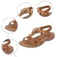 thumbnail image 4 of Rokment Womens Sparkly Sequin Flower Orthopedic Dress Sandals Beach Summer Comfortable Leather Arch Support Wedge Low Heel Slingback Walking Sandals B Size 8, 4 of 6