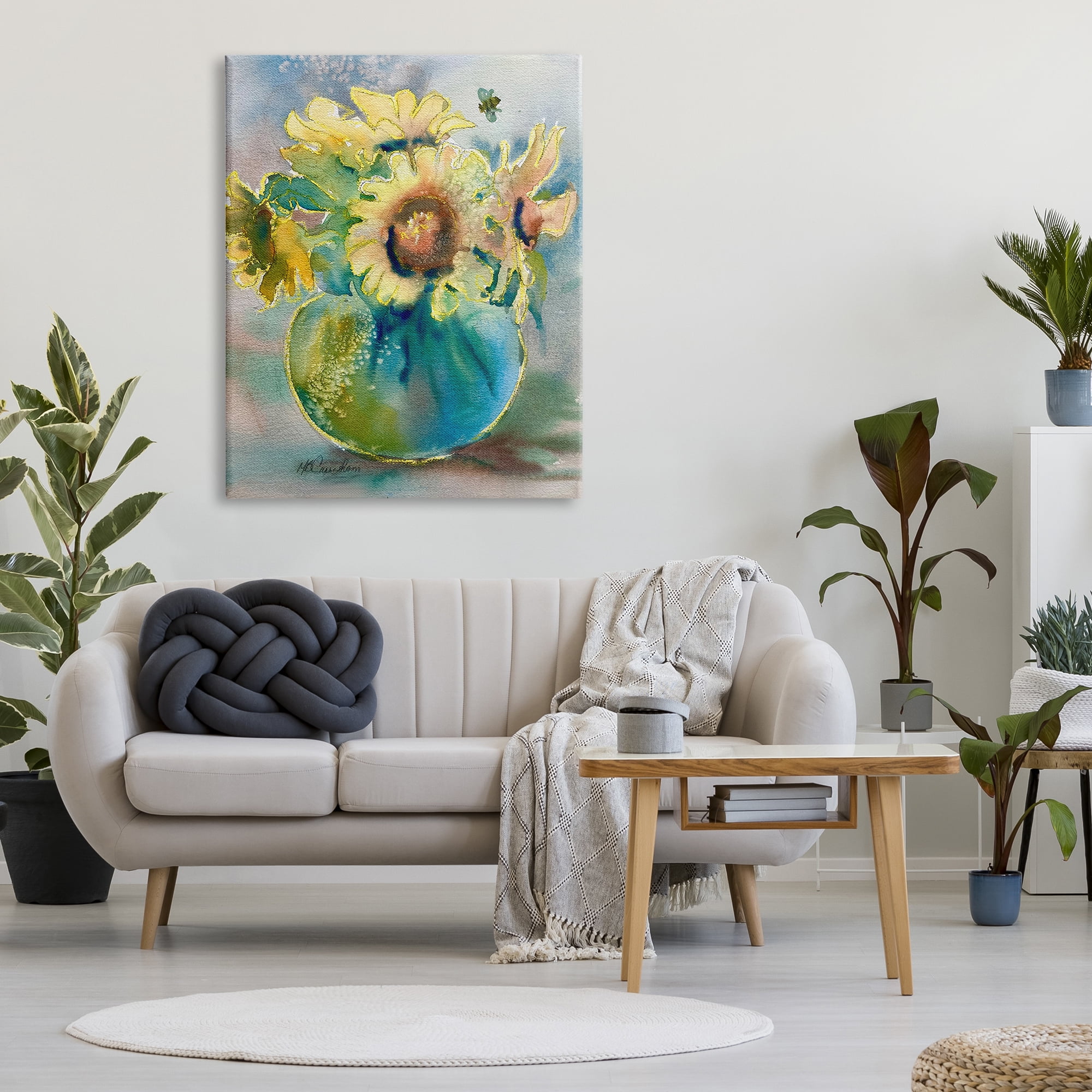 Stupell Industries Modern Yellow Daisies Botanical & Floral Painting Gallery Wrapped Canvas Print Wall Art, 36 x 48