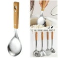 thumbnail image 2 of 1Pc Cooking Utensils, Heavy Duty 304 Stainless Steel Kitchen Utensils with Wooden Handle, Wok Ladle/Slotted Spoon/Wok Spatula/Slotted Spatula/Short Handle Spoon, Easy to Use(Silver4,11x2.9"), 2 of 9