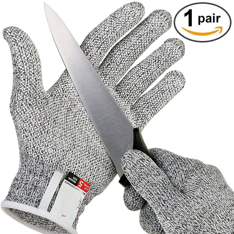 Safety Level 5 Cut Proof Stab Resistant Polyester Mesh Work Butcher Gloves L 