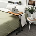 thumbnail image 5 of Gymax Overbed Rolling Laptop Food Tray Desk Tilting Top Natural, 5 of 10