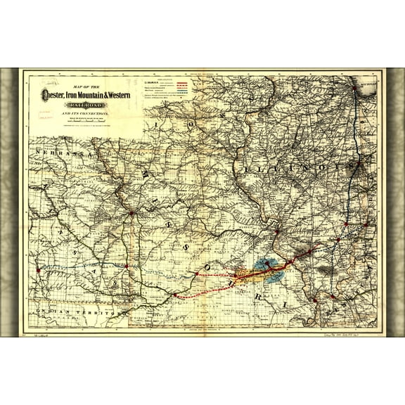 24"x36" Gallery Poster, Map Chester Iron Mountain Western Railroad 1881