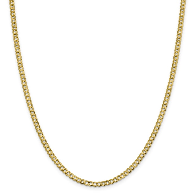 14k 3.7mm Solid Polished Light Flat Cuban Chain (Weight: 9.18 Grams, Length: 24 Inches)