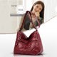 thumbnail image 4 of Bolsa Bolso bandolera de celosía de color puro retro Bolsos de hombro de nylon para mujer (rojo vino) JShteea Para Estrenar, 4 of 7