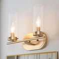 thumbnail image 4 of LNC 12.5-in 2-Light Gold and Clear Glass LED Modern Vanitt Light for Bathroom, 4 of 10