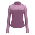 thumbnail image 6 of Gubotare Women's Sexy Sheer Long Sleeve Tops Crew Neck Mesh Ruched Going Out Shirts Blouse Date Night Outfits (Purple,L), 6 of 7