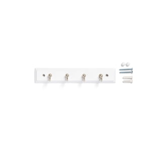 Mainstays White Key Rail With 4 Satin Nickel Hooks
