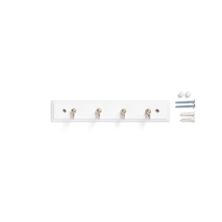Mainstays White Key Rail With 4 Satin Nickel Hooks photo 1