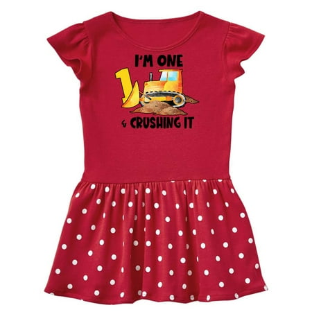 

Inktastic I m 1 and Crushing It Construction 1st Birthday Gift Baby Girl Dress