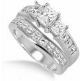 thumbnail image 3 of Gems Jewels Women's 2.91 Ct Princess Cut White Diamond Wedding Engagement Thanksgiving Christmas Bridal Ring Set 14K White Gold Plated 925 Sterling Silver -4.5, 3 of 3