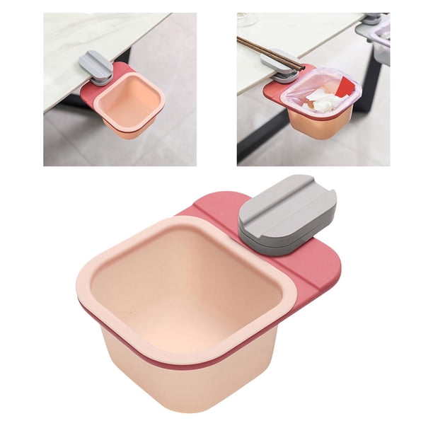Mini cesto de basura de plástico, accesorios de almacenamiento extraíbles colgantes, bote de basura de escritorio creativo moderno y giratori Polvo rojo Soledad Mini contenedor de residuos