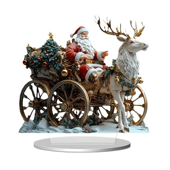 HaoXun Winter Christmas Santa Claus 2D Acrylic Ornament - Multicolor Festive Tabletop Decoration for Holiday Home Decor & Gift Giving