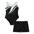 thumbnail image 4 of inhzoy Kids Girls Shiny Metallic Gymnastics Leotard with Athletic Dance Shorts Black 8, 4 of 6