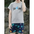 thumbnail image 1 of Seyurigaoka Cool Little Boy Shorts Set, Short Sleeve O-Neck Letter Print Tops + Coconut Tree Elastic Waist Short Pants, 1 of 10