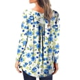 thumbnail image 3 of Camiseta de moda sexy informal para mujer, blusa estampada de manga larga con cuello redondo y fruncido Pompotops FGAJ6932, 3 of 6