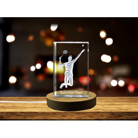 Badminton Player 3D Engraved Crystal 3D Engraved Crystal Keepsake/Gift/Clear / AB Crystal Collection