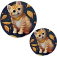 thumbnail image 7 of SKYSONIC Adorable Kitten Cat Trivet Pot Holders Pads, Set of 2 Leaves Autumn Pot Holder Heat Resistant Trivets Cotton Thread Weave Mats Kitchen Table Decor, 7 of 7