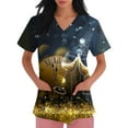 thumbnail image 3 of LHVUOA Scrubs Plus Size Tops for Women Stretchy Scrub V Neck Tee Happy New Year 2026 Print Casual Nursing Shirts with Pockets, 3 of 5