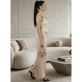 thumbnail image 4 of Conjunto 2 Piezas Elegante, Top Ajustado con Botones y Pantalón Palazzo con Rayas, Look Chic y Estilizado para Mujer, 4 of 5