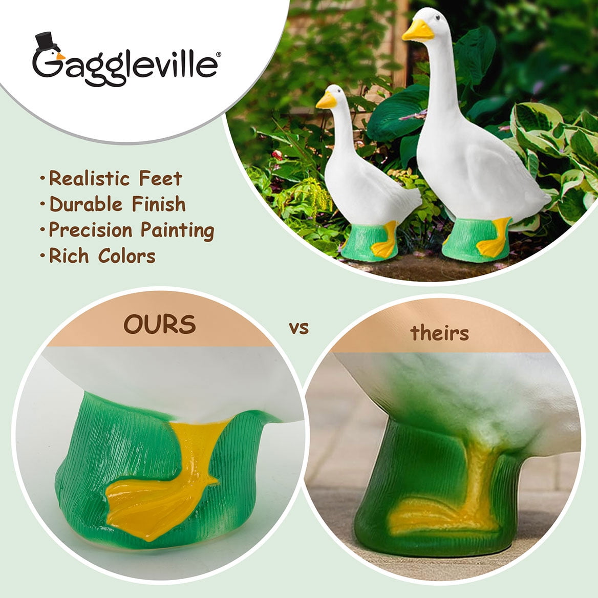 Official Gaggleville 23" Large White Goose, Plastic Garden Décor, Vibrant and Clean Painted Goose Feet - Indoor or Outdoor Decorative Figurine for Garden, Patio, or Entryway Accent