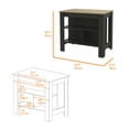 thumbnail image 4 of Kitchen Island with Three Concealed Shelves, 40.5" Wide Rustic Style Mobile Kitchen Cart in Black/Light Oak/Multicolor, 4 of 8