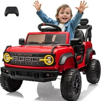 Ford Bronco Raptor Powered Ride on Truck, 12V Powered Kids Ride on Toy Cars with Remote Control, Bluetooth, LED, MP3, Safety Belt, 4 Wheelers, Electric Car for Kids Girls 3-5 Gift, Red