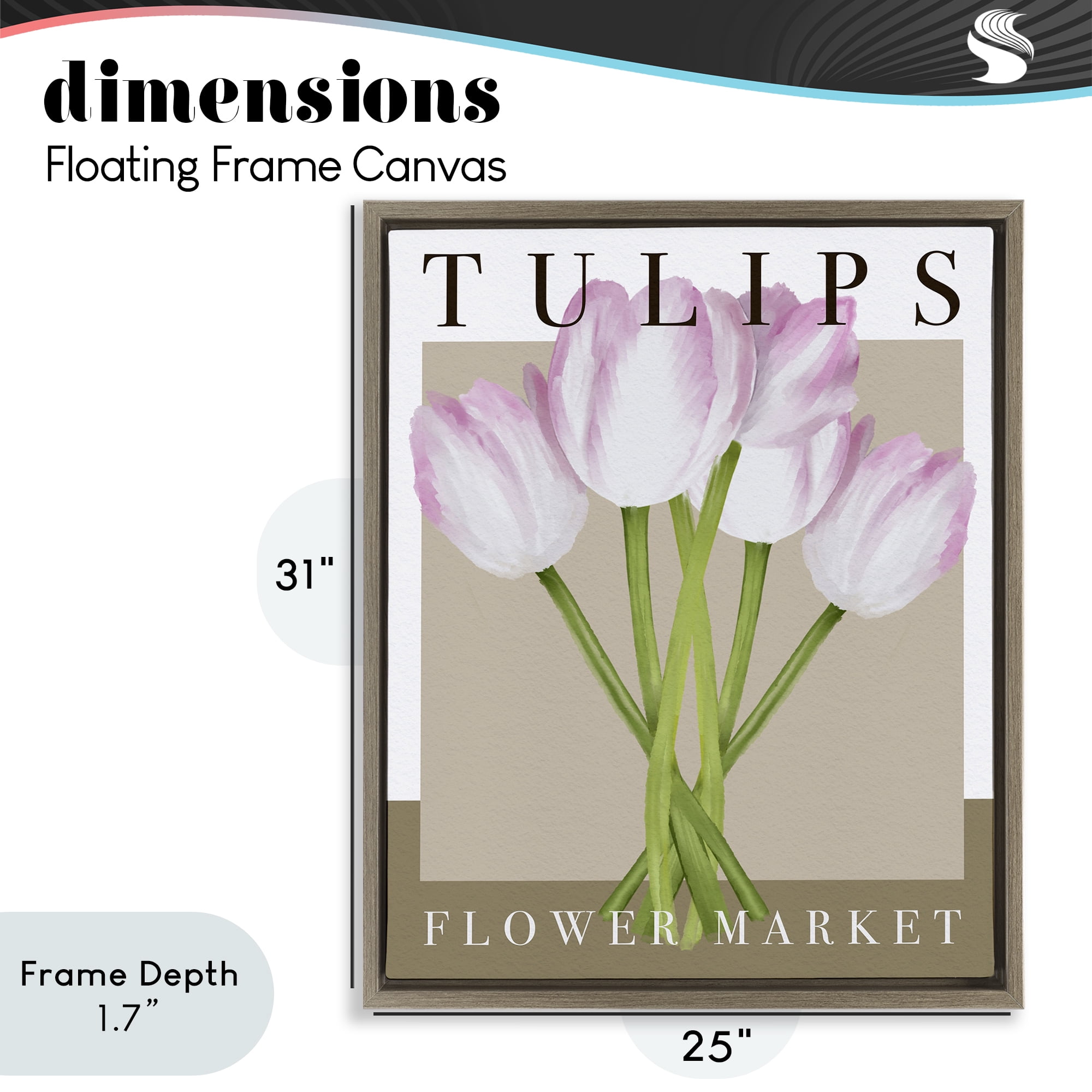Stupell Industries Tulips Flower Market Brown Framed Floater Canvas Wall Art, design by Jennifer Stith
