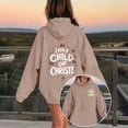 thumbnail image 2 of ZHOGXU Girls Casual Hooded Sweatshirt Cartoon Letter Print Long Sleeve Pullover Hoodie With Pocket For Kids School Clothes Loose Fit Everyday Wear,Khaki,12-13 Years, 2 of 4