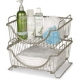 thumbnail image 3 of Spectrum Diversified Ashley Stackable Tray, Wire Basket with Raised Feet and Looped Handles, Modular Stacking Bin System for Kitchen Countertop & Desk Organization, Satin Nickel, 3 of 8