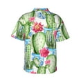 thumbnail image 3 of Kll Men'S Hawaiian Shirt Short Sleeve Button Down Beach Shirts-Flowers And Cactus, 3 of 8