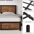 thumbnail image 6 of VECELO Full Size Metal Platform Bed Frame with Wooden Headboard and Footboard, Industrial Style Full Bed, No Box Spring Needed, Easy to Assemble, Rustic Brown, 6 of 16