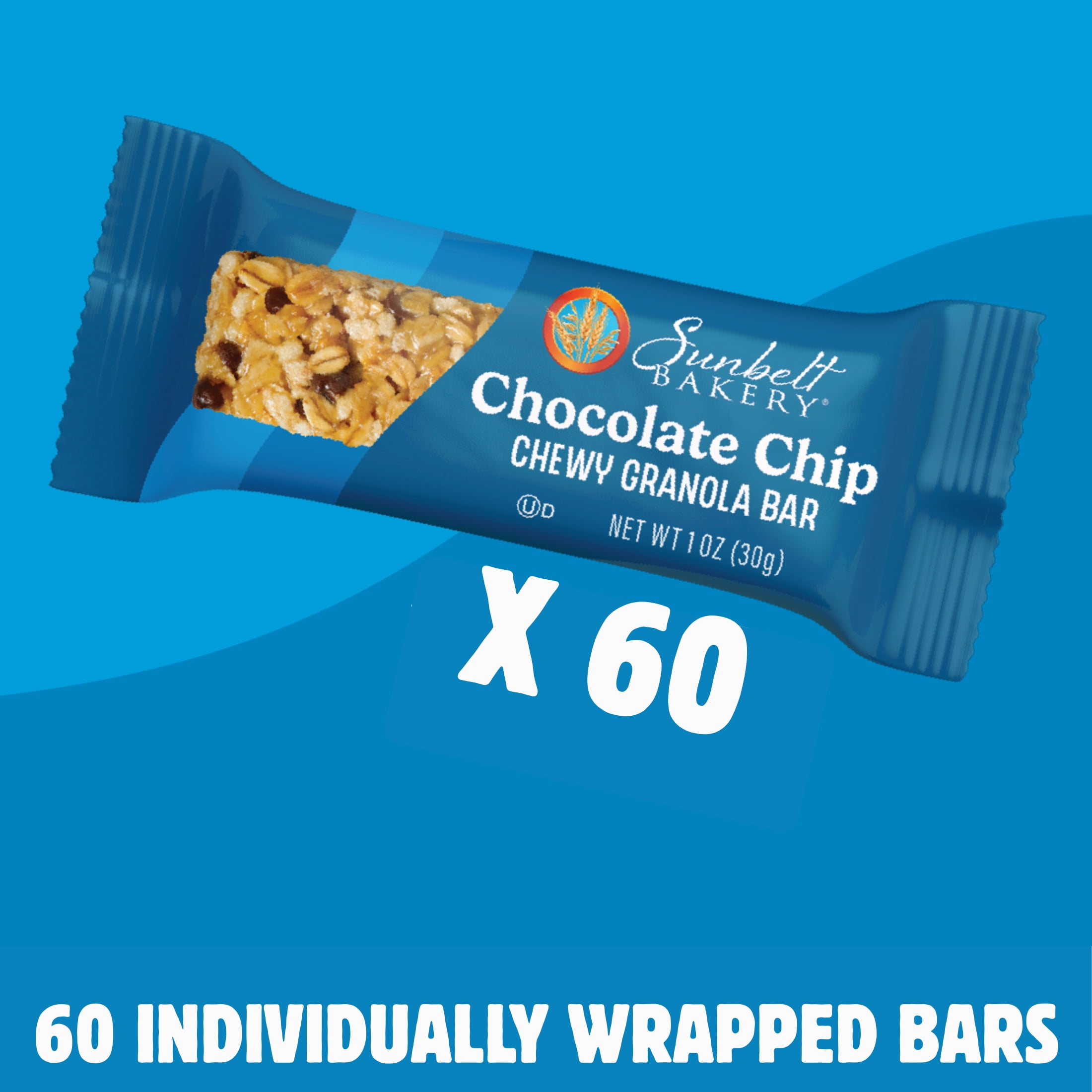 Sunbelt Bakery Chocolate Chip Chewy Granola Bars, 60 Bars (6 Boxes), 63.36 oz